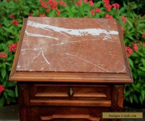 Item Antique French Henri II Walnut Marble Top Side Cabinet Nightstand End Table for Sale