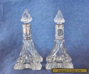 Item Pair of antique silver necked crystal perfume bottles. for Sale