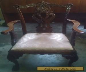 Item Mahogany Chippendale Dining Captain's Chair w/Cushion ~ Carved Claw Ball Feet  for Sale