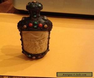 Item Antique Chinese Snuff Bottle Carved Brass with Stones for Sale