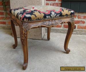 Item Antique FRENCH Carved Walnut Louis XV  Stool Bench Footstool Aubusson Tapestry for Sale