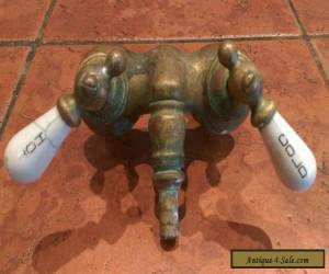 Item Vintage Brass Faucet w/Hot & Cold Porcelain Handles Antique for Sale