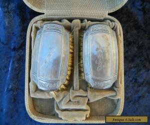 Item Vintage Pair Sterling Silver Hair Brushes in Original Box for Sale