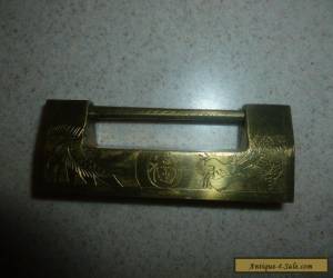 Item Vintage Antique Chinese Brass Puzzle Lock Signed Dragons for Sale