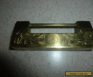 Item Vintage Antique Chinese Brass Puzzle Lock Signed Dragons for Sale