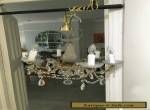 antique vintage  brass and cut glass crystals chandelier  for Sale