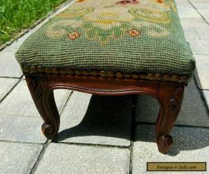 Item Antique  French Louis XV style 6 leg carved needlepoint footstool ottoman  for Sale