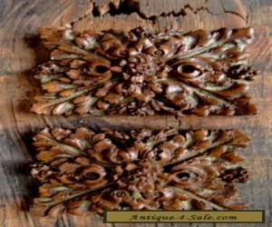 Item TWO VINTAGE OLD STOCK ANTIQUE RESTORATION ROSETTES LINKE FRENCH FURNITURE WOOD for Sale