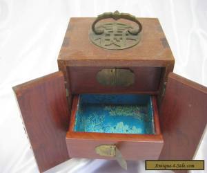 Item VINTAGE ANTIQUE ROSEWOOD CHINESE ASIAN WOOD AND BRASS JEWELRY BOX  for Sale