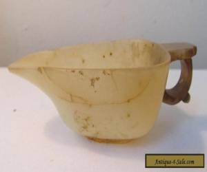 Item Antique 19th Century Carved CHINESE WHITE JADE Libation CUP Bowl 65 Grams for Sale