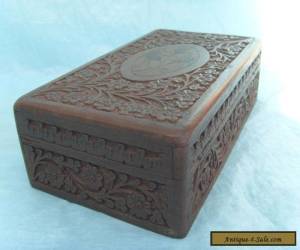 Item Antique hand carved inlaid wooden box for Sale