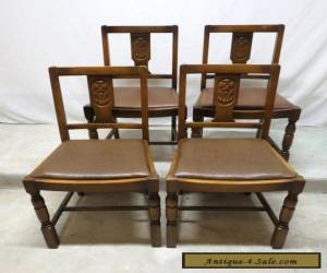 Item Antique Set 4 Art Deco Carved Golden Oak Dining Room Kitchen Pub Chairs Dinette for Sale