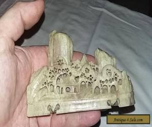 Item Carved Soapstone ornament showing a pagoda and mountain scene for Sale