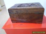 ANTIQUE WOOD DEED BOX.  ART CARVING 12IN LONG BOX for Sale
