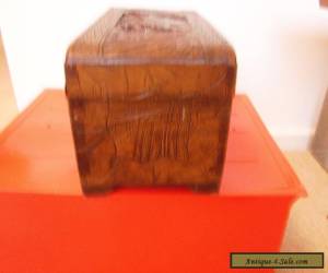 Item ANTIQUE WOOD DEED BOX.  ART CARVING 12IN LONG BOX for Sale