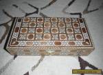 VINTAGE FOLK ART INLAID WOOD BACKGAMMON CHECKERS RECTANGULAR BOX for Sale