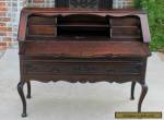 Antique French Louis XV Style DARK Oak Fall Front Writing Desk Bureau Secretary  for Sale
