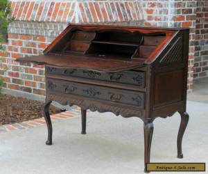 Item Antique French Louis XV Style DARK Oak Fall Front Writing Desk Bureau Secretary  for Sale