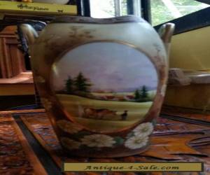 Item Gorgeous large vintage IE&CO landscape vase Japan Nippon Era Rare Design for Sale