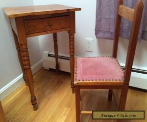 Item antique child's writing desk with draw and chair for Sale