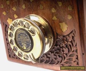 Item beautiful vintage phone antique wall telephone brass wooden carving art TP 013 for Sale