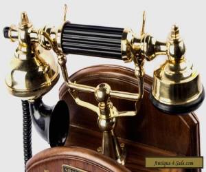 Item beautiful vintage phone antique wall telephone brass wooden carving art TP 013 for Sale