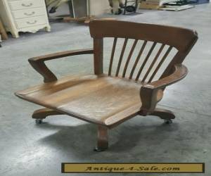 Item Antique/Vintage Oak Wood wooden rolling Slat tilt  Swivel Desk Office Arm Chair for Sale