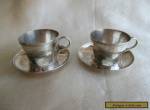 PAIR ANTIQUE GERMAN? 800 SILVER MINIATURE CUPS & SAUCERS MYTHICAL BEASTS ON THEM for Sale