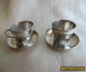 Item PAIR ANTIQUE GERMAN? 800 SILVER MINIATURE CUPS & SAUCERS MYTHICAL BEASTS ON THEM for Sale