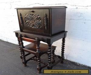 Item Victorian Carved Solid Oak Telephone Table and Chair with Spindle Legs 7457 for Sale