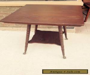 Item Vintage Antique Oak Wood Parlor Table Brass Ball Feet for Sale