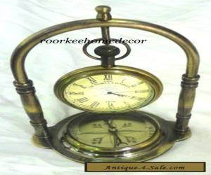 Item Antique Finish Brass Desktop/Table Top Clock 