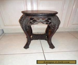Item Antique Hand Carved Wooden with Marble Top Pedestal/Vase Table ( 19.5 by 13.5") for Sale