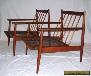 Item pair of vintage walnut mid century modern danish baumritter lounge chairs dux  for Sale