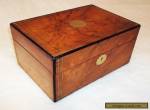 VICTORIAN WALNUT VENEER SEWING/JEWELLERY BOX,BRASS FITTINGS,RED LINED INTERIOR. for Sale