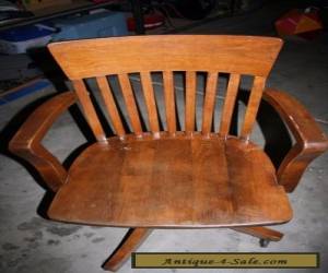 Item Antique Oak Wood Swivel Office Desk Chair for Sale