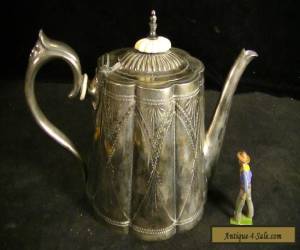 Item Antique Silver Plate Victorian Teapot with Scalloped and Engraved Design for Sale