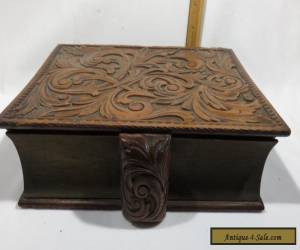 Item Antique Hand Carved Wood Sliding Drawer ~Book Shaped~ Box 1900's for Sale
