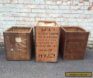 Item Vintage Industrial Tea Trunk Chest Storage Box Table Wooden Ceylon India for Sale