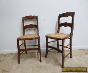 Item Pair Antique Victorian Carved Faux Grain Painted Cain Bottom side Desk Chairs for Sale