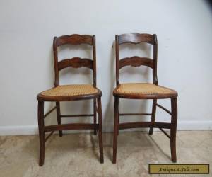 Item Pair Antique Victorian Carved Faux Grain Painted Cain Bottom side Desk Chairs for Sale