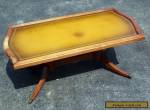 Antique Vintage Mersman Leather Top Coffee Table with Gold Trim  for Sale