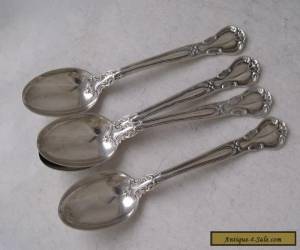 Item Pretty Set of 4 Antique Solid Sterling Silver Coffee Spoons c. 1910 for Sale