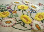 Amazing Vintage Linen Hand Embroidered Floral Tablecloth Buttercups & Daisies  for Sale