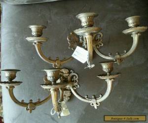 Item PAIR VINTAGE FRENCH TOLE IRON METAL WALL SCONCES FROM FRANCE for Sale