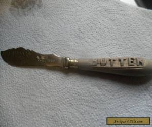 Item Antique Victorian Silver Plate Butter Knife Carved Wood Handle for Sale