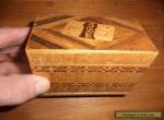 vintage wooden playing card box with inlay  for Sale