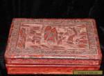 VINTAGE CHINESE CARVED CINNABAR LACQUER LIDDED BOX RECTANGULAR 5 1/2" X 3 3/4" for Sale