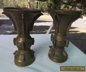 Item Pr of Antique Chinese Brass Vases for Sale