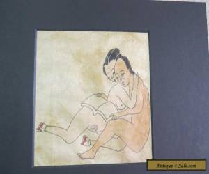 Item Shunga Chinese art Qing dynasty around 1870 hand painted on silk 12cm x 15cm for Sale